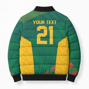 World Football 2026 South Africa Custom Bomber Puffer Jacket Tradional Protea Kente Pattern - African Pride