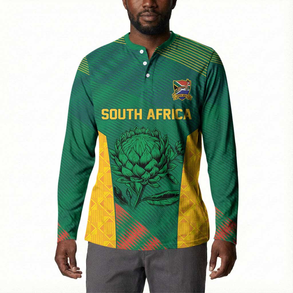 World Football 2026 South Africa Custom Button Sweatshirt Tradional Protea Kente Pattern