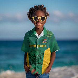 World Football 2026 South Africa Custom Kid Hawaiian Shirt Tradional Protea Kente Pattern - African Pride