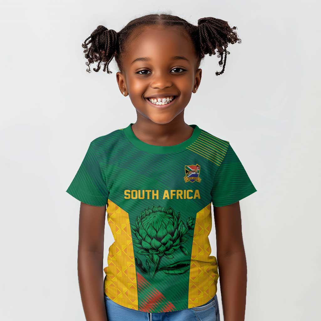 World Football 2026 South Africa Custom Kid T shirt Tradional Protea Kente Pattern - African Pride
