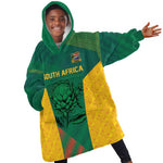 World Football 2026 South Africa Custom Kid Wearable Blanket Hoodie Tradional Protea Kente Pattern - African Pride