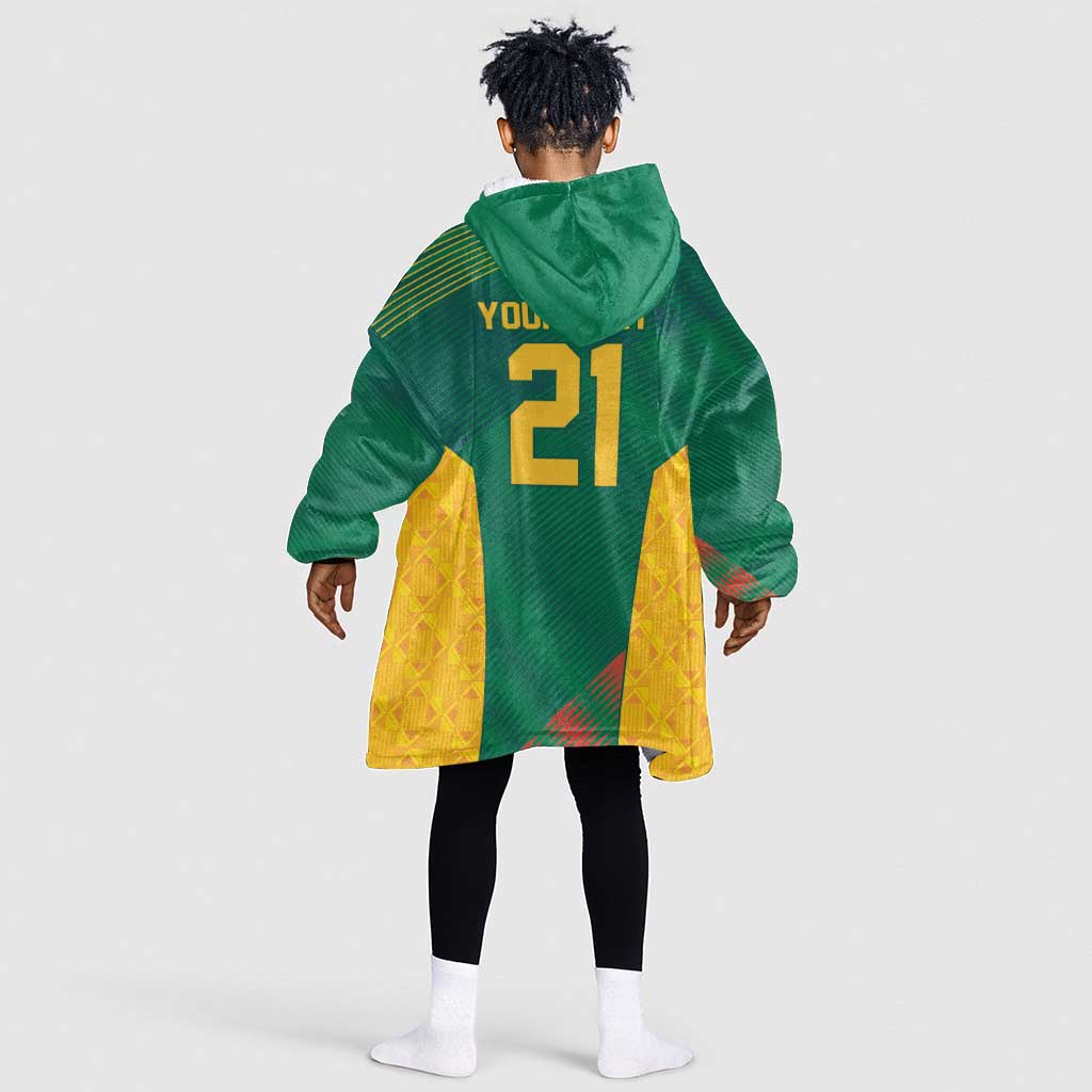 World Football 2026 South Africa Custom Kid Wearable Blanket Hoodie Tradional Protea Kente Pattern - African Pride