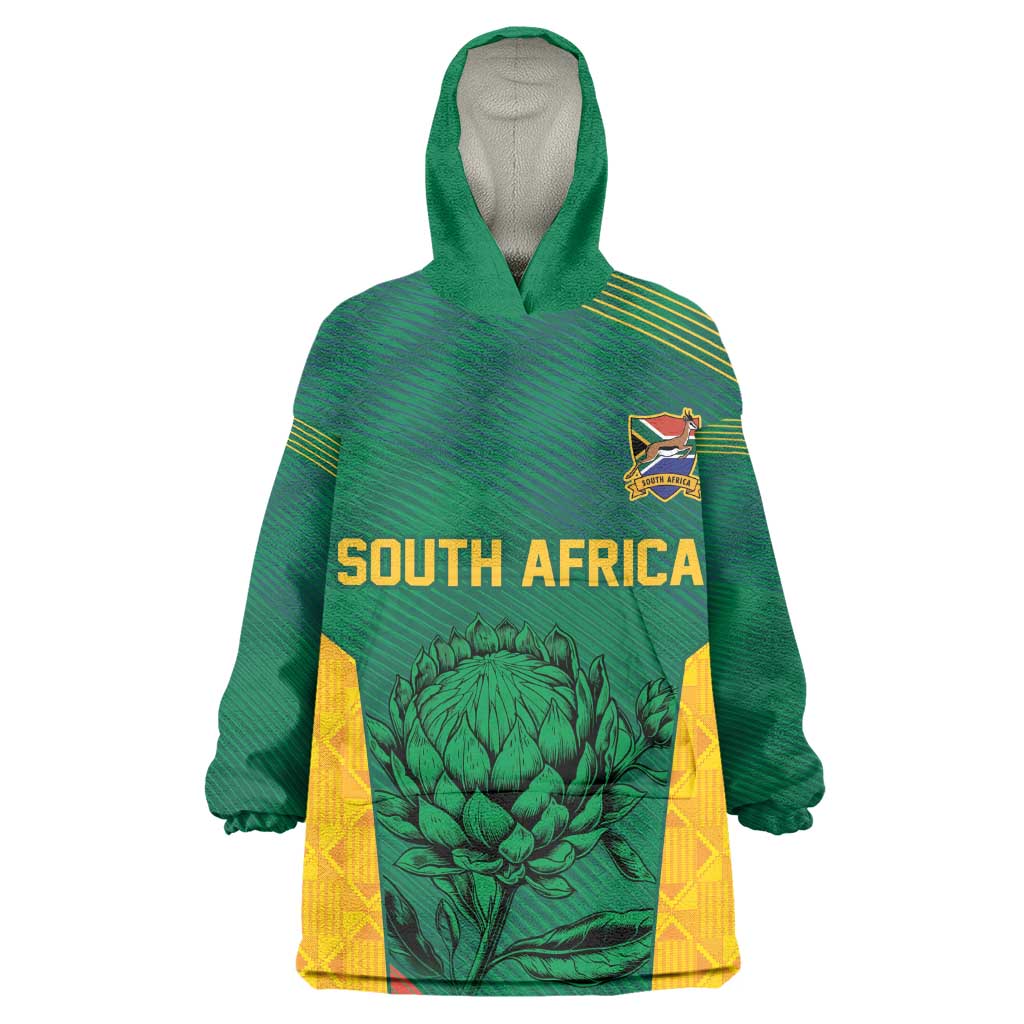 World Football 2026 South Africa Custom Kid Wearable Blanket Hoodie Tradional Protea Kente Pattern - African Pride