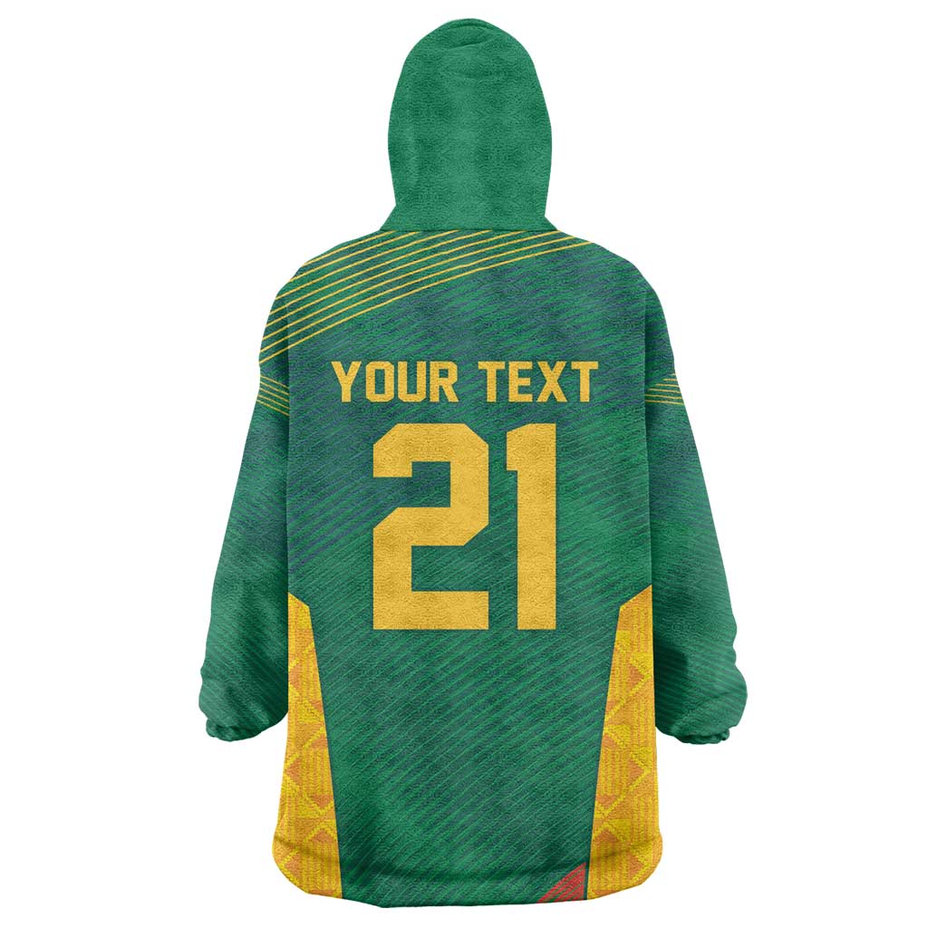 World Football 2026 South Africa Custom Kid Wearable Blanket Hoodie Tradional Protea Kente Pattern - African Pride