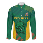 World Football 2026 South Africa Custom Long Sleeve Button Shirt Tradional Protea Kente Pattern - African Pride