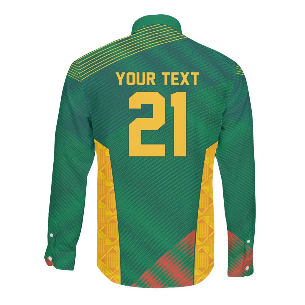 World Football 2026 South Africa Custom Long Sleeve Button Shirt Tradional Protea Kente Pattern - African Pride