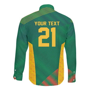 World Football 2026 South Africa Custom Long Sleeve Button Shirt Tradional Protea Kente Pattern - African Pride