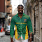 World Football 2026 South Africa Custom Long Sleeve Button Shirt Tradional Protea Kente Pattern - African Pride