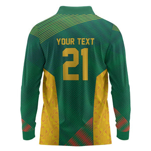 World Football 2026 South Africa Custom Long Sleeve Polo Shirt Tradional Protea Kente Pattern - African Pride