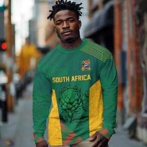 World Football 2026 South Africa Custom Long Sleeve Shirt Tradional Protea Kente Pattern - African Pride