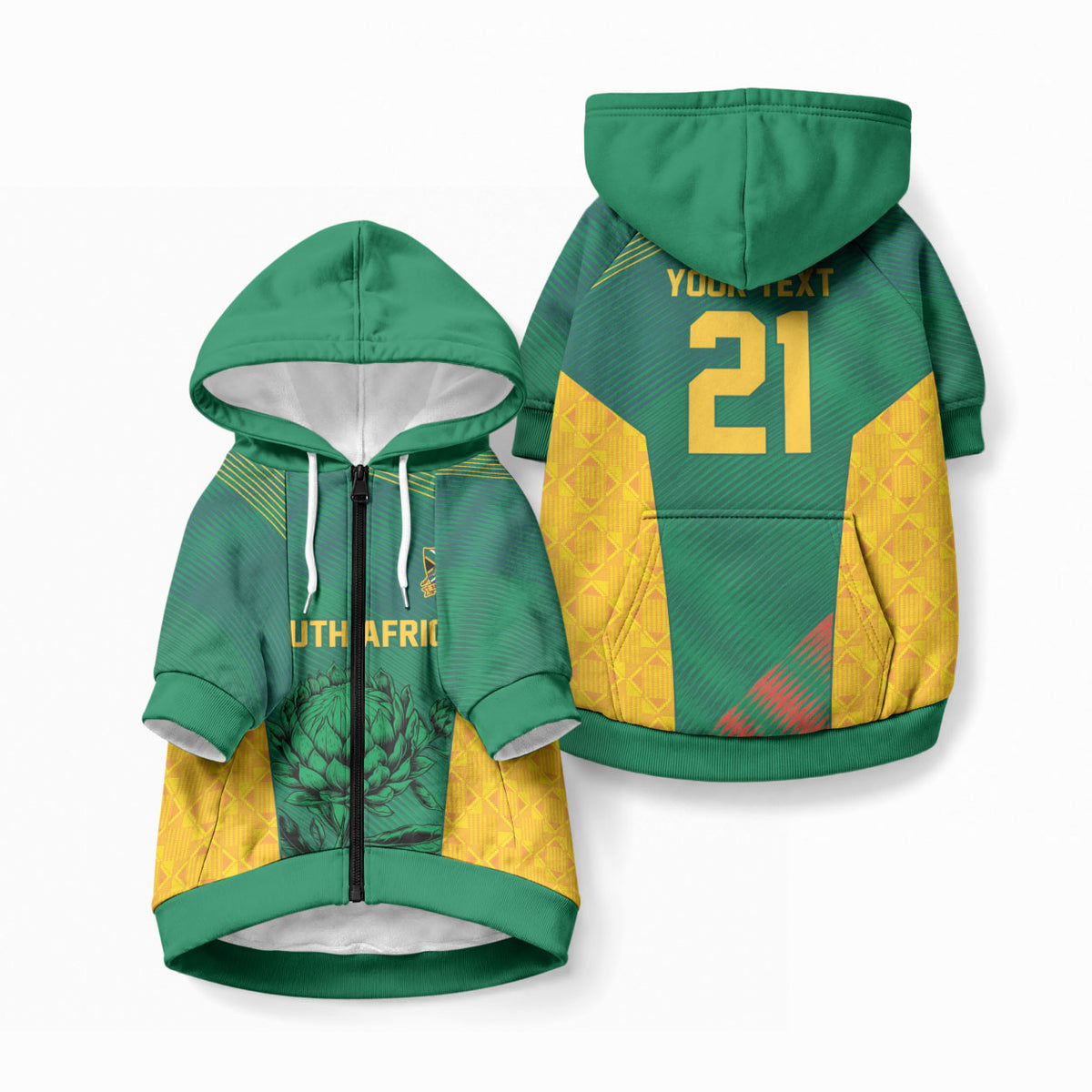 World Football 2026 South Africa Custom Pet Hoodie Traditional Protea Kente Pattern