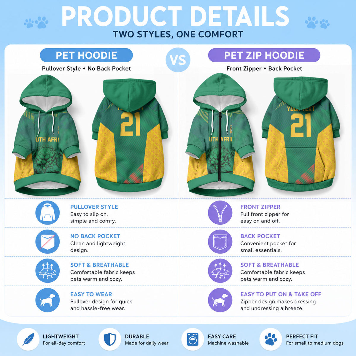 World Football 2026 South Africa Custom Pet Hoodie Traditional Protea Kente Pattern