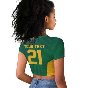 World Football 2026 South Africa Custom Raglan Cropped T shirt Tradional Protea Kente Pattern - African Pride