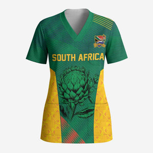 World Football 2026 South Africa Custom Scrub Top Tradional Protea Kente Pattern - African Pride