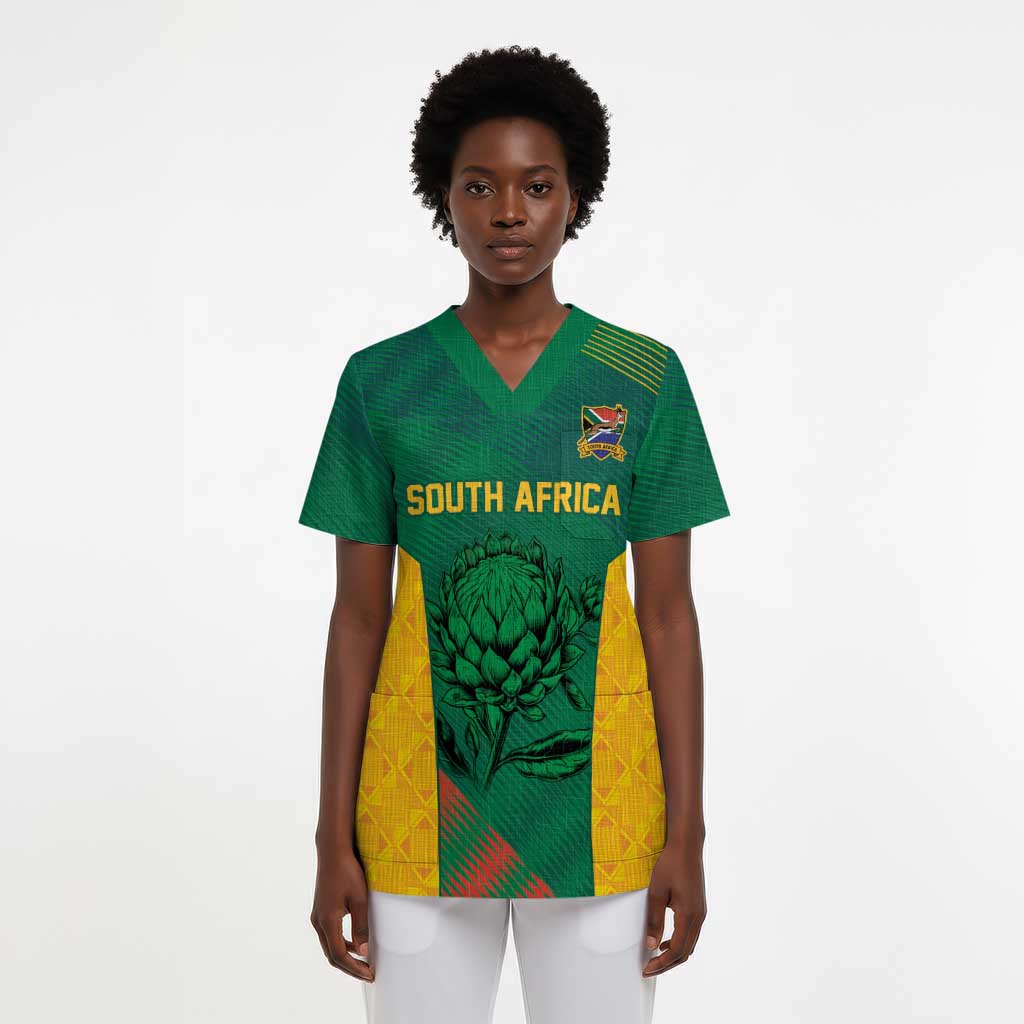 World Football 2026 South Africa Custom Scrub Top Tradional Protea Kente Pattern - African Pride