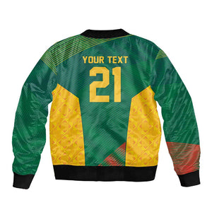 World Football 2026 South Africa Custom Sleeve Zip Bomber Jacket Tradional Protea Kente Pattern - African Pride