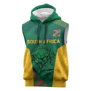 World Football 2026 South Africa Custom Sleeveless Hoodie Tradional Protea Kente Pattern - African Pride