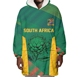 World Football 2026 South Africa Custom Wearable Blanket Hoodie Tradional Protea Kente Pattern - African Pride