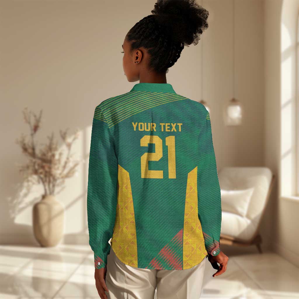 World Football 2026 South Africa Custom Women Casual Shirt Tradional Protea Kente Pattern - African Pride