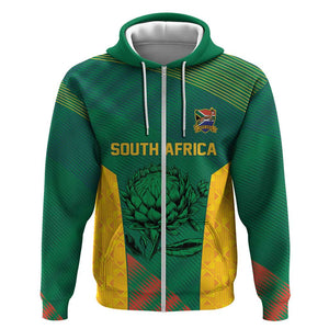 World Football 2026 South Africa Custom Zip Hoodie Tradional Protea Kente Pattern - African Pride