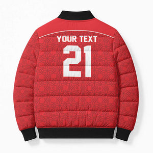 World Football 2026 Tunisia Custom Bomber Puffer Jacket Traditional Islamic Motif - African Pride
