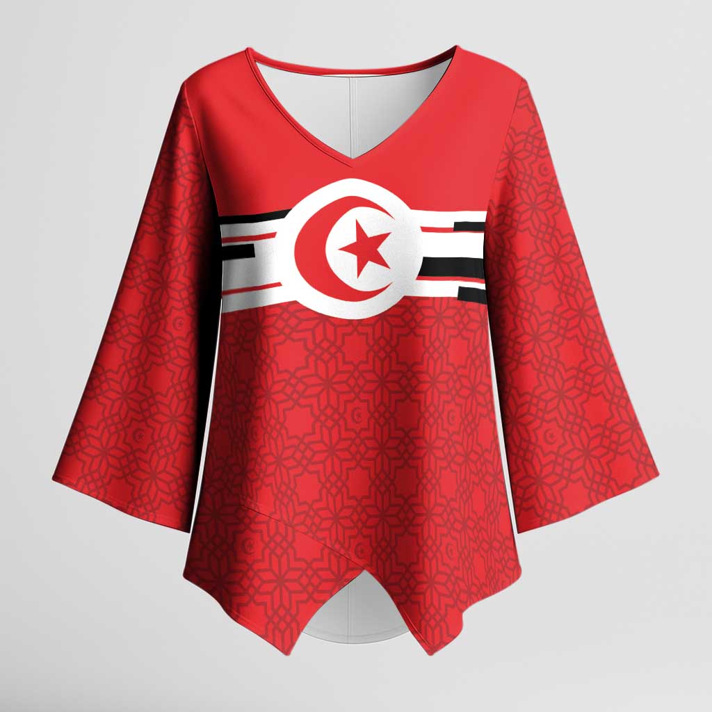 World Football 2026 Tunisia Custom Kimono Sleeve Blouse Traditional Islamic Motif - African Pride