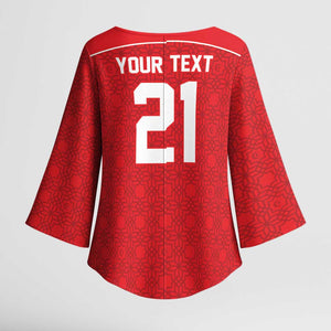 World Football 2026 Tunisia Custom Kimono Sleeve Blouse Traditional Islamic Motif - African Pride