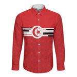 World Football 2026 Tunisia Custom Long Sleeve Button Shirt Traditional Islamic Motif - African Pride