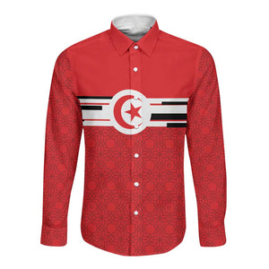 World Football 2026 Tunisia Custom Long Sleeve Button Shirt Traditional Islamic Motif - African Pride