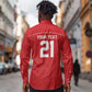 World Football 2026 Tunisia Custom Long Sleeve Button Shirt Traditional Islamic Motif - African Pride