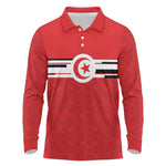 World Football 2026 Tunisia Custom Long Sleeve Polo Shirt Traditional Islamic Motif - African Pride