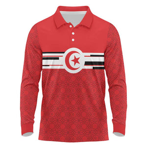 World Football 2026 Tunisia Custom Long Sleeve Polo Shirt Traditional Islamic Motif - African Pride