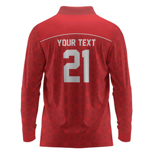 World Football 2026 Tunisia Custom Long Sleeve Polo Shirt Traditional Islamic Motif - African Pride