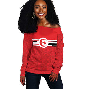 World Football 2026 Tunisia Custom Off Shoulder Sweater Traditional Islamic Motif - African Pride