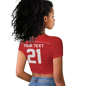 World Football 2026 Tunisia Custom Raglan Cropped T shirt Traditional Islamic Motif - African Pride