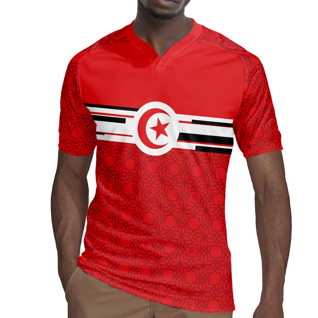 World Football 2026 Tunisia Custom Rugby Jersey Traditional Islamic Motif - African Pride