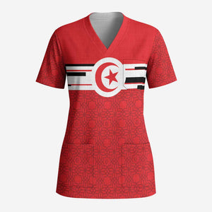 World Football 2026 Tunisia Custom Scrub Top Traditional Islamic Motif - African Pride