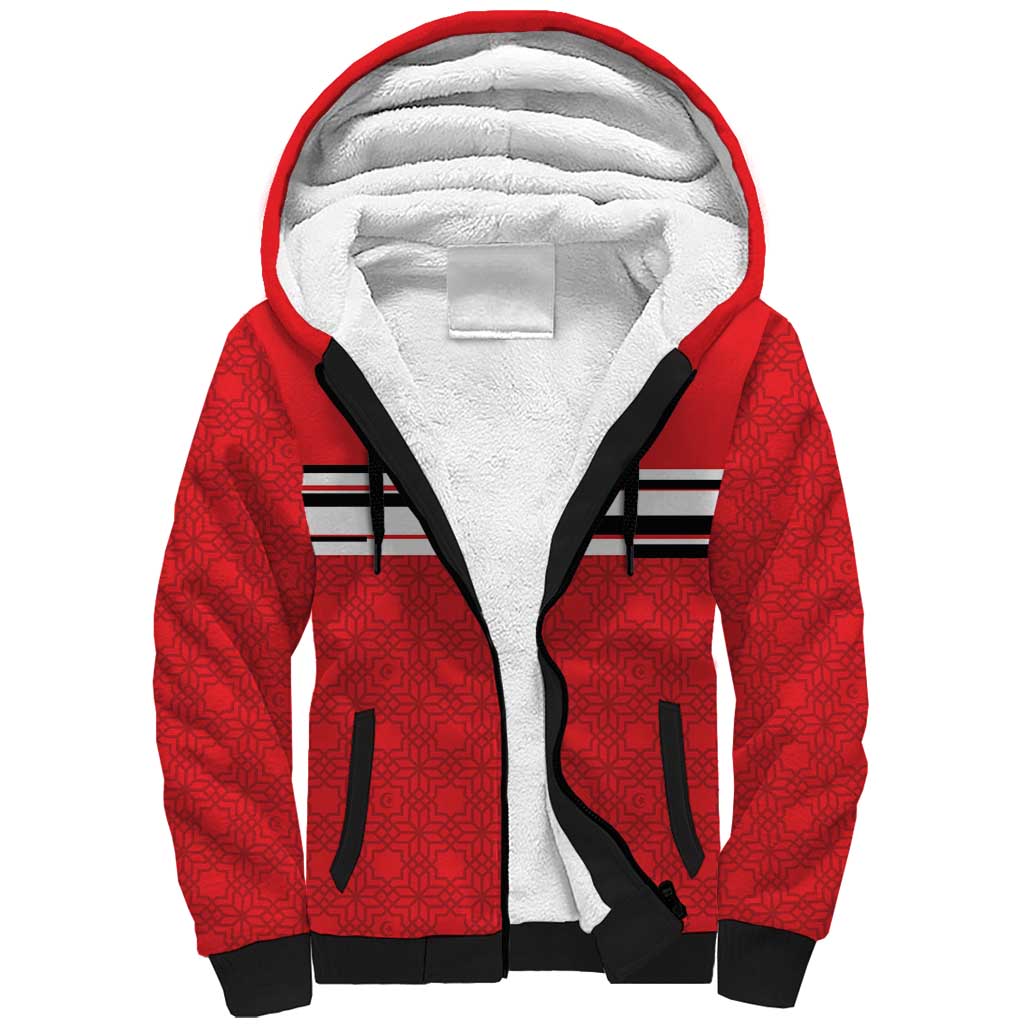 World Football 2026 Tunisia Custom Sherpa Hoodie Traditional Islamic Motif - African Pride