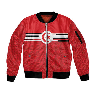 World Football 2026 Tunisia Custom Sleeve Zip Bomber Jacket Traditional Islamic Motif - African Pride