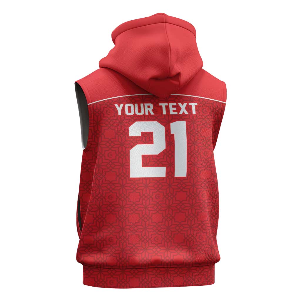World Football 2026 Tunisia Custom Sleeveless Hoodie Traditional Islamic Motif - African Pride