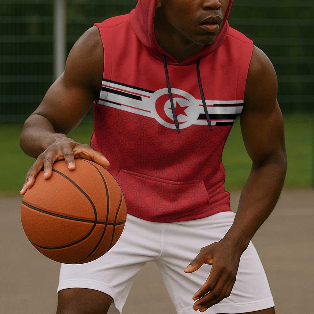 World Football 2026 Tunisia Custom Sleeveless Hoodie Traditional Islamic Motif - African Pride