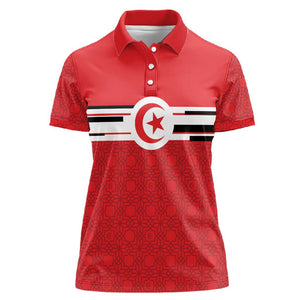 World Football 2026 Tunisia Custom Women Polo Shirt Traditional Islamic Motif - African Pride