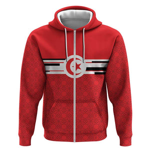 World Football 2026 Tunisia Custom Zip Hoodie Traditional Islamic Motif - African Pride