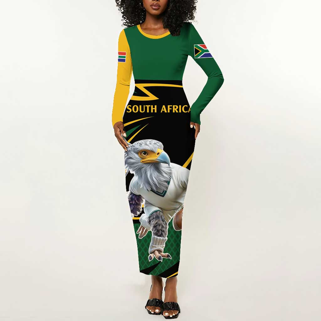 Secretary Bird South Africa Cricket Custom Long Sleeve Bodycon Dress Unique Pattern LT9