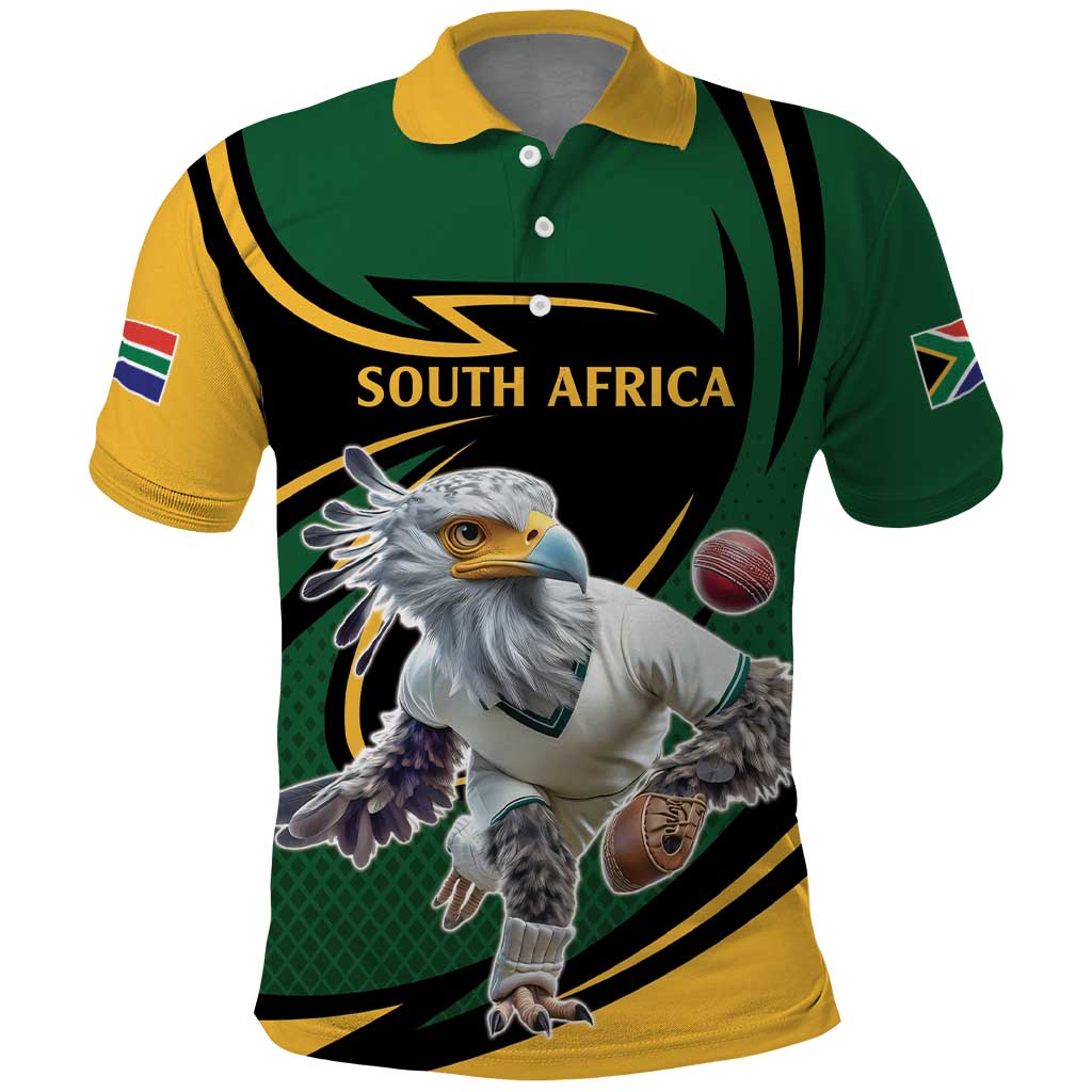 Secretary Bird South Africa Cricket Custom Polo Shirt Unique Pattern