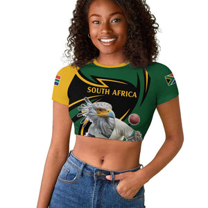 Secretary Bird South Africa Cricket Custom Raglan Cropped T shirt Unique Pattern