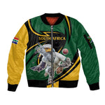Secretary Bird South Africa Cricket Custom Sleeve Zip Bomber Jacket Unique Pattern