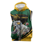Secretary Bird South Africa Cricket Custom Sleeveless Zip Hoodie Unique Pattern - African Pride