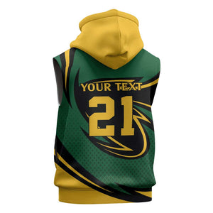 Secretary Bird South Africa Cricket Custom Sleeveless Zip Hoodie Unique Pattern - African Pride
