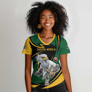 Secretary Bird South Africa Cricket Custom Women V-Neck T-Shirt Unique Pattern